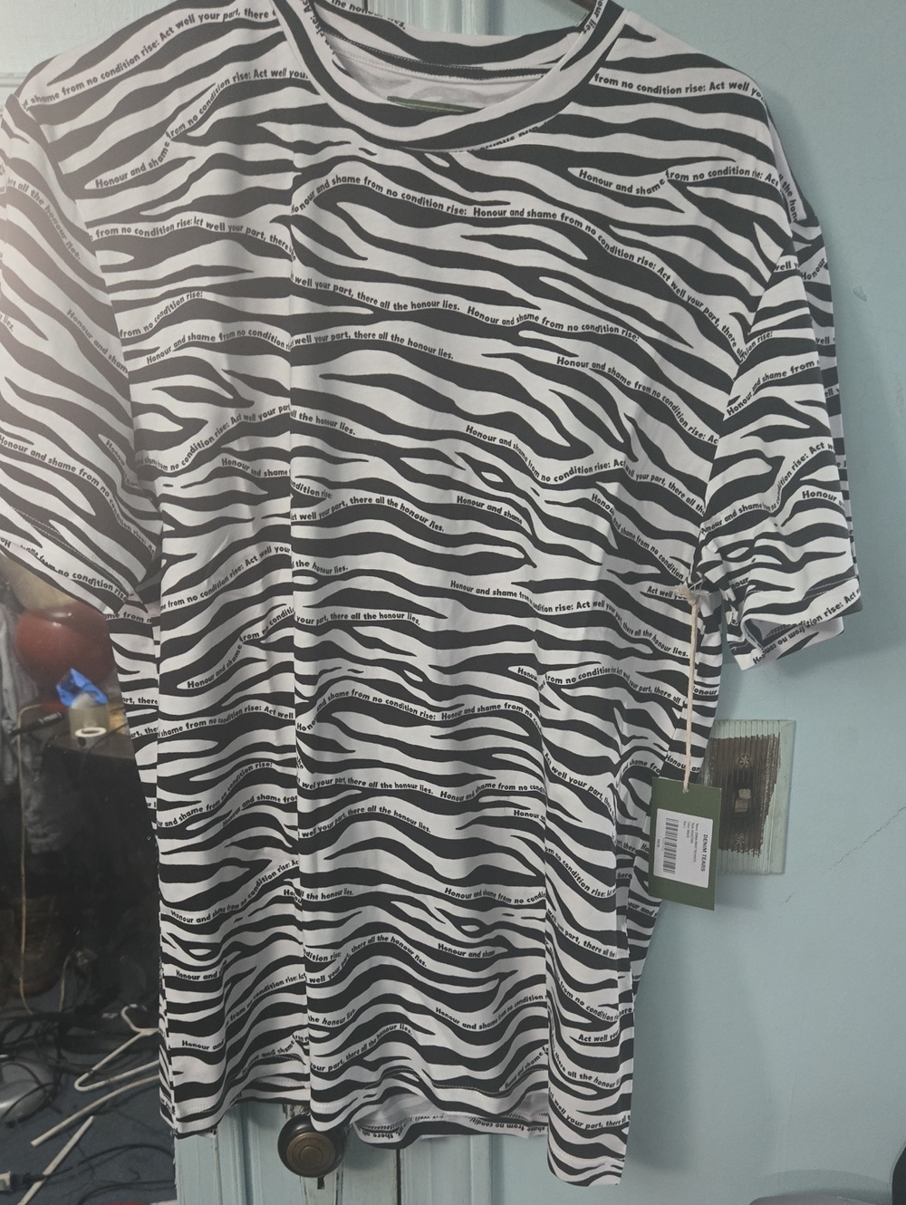 Men's Black & White Zebra Stripe Crewneck T-Shirt